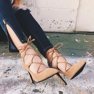 Jeffrey Campbell Brielle Suede Lace-up Heels